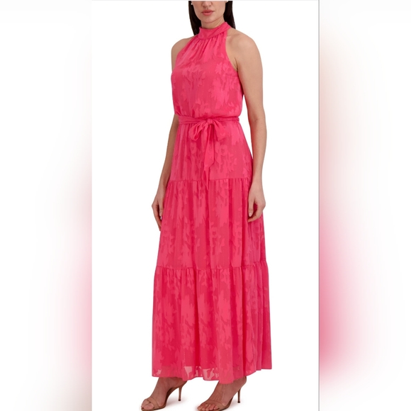Julia Jordan Floral Sleeveless Tiered Maxi Dress In Pink - Picture 3 of 13